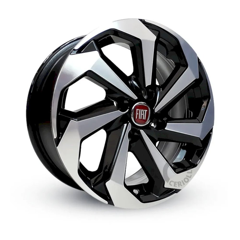 Kit 4 Rodas Aro 13 4x98 Emblema Vermelho Fiat Uno Fiorino Palio Bicos Brinde Preto Diamantado K71