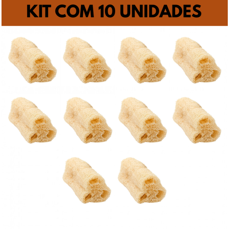 Kit Com 10 Bucha Esponja Vegetal Natural Ecológica Para Banho Esfoliação