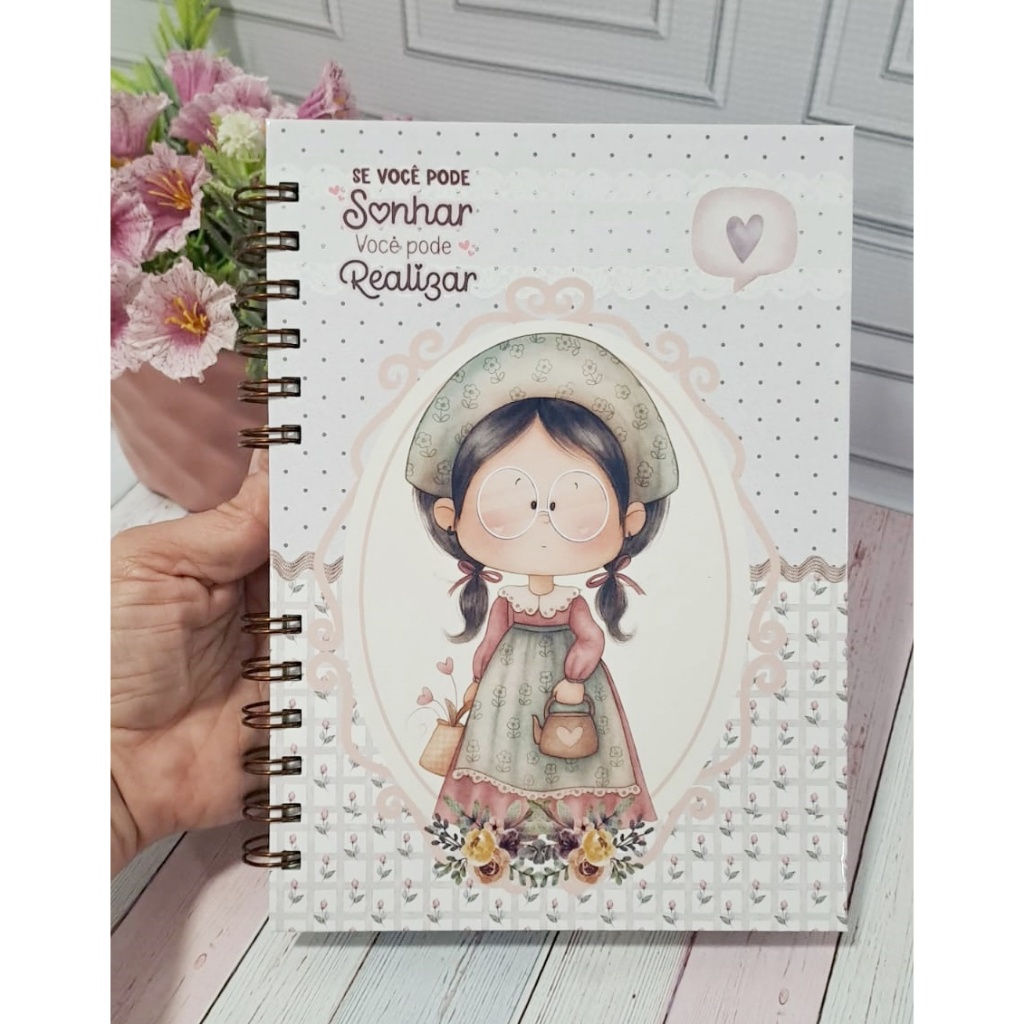 Caderno Feminino Menininha Camponesa, tamanho a5 caderno feminino menina camponesa