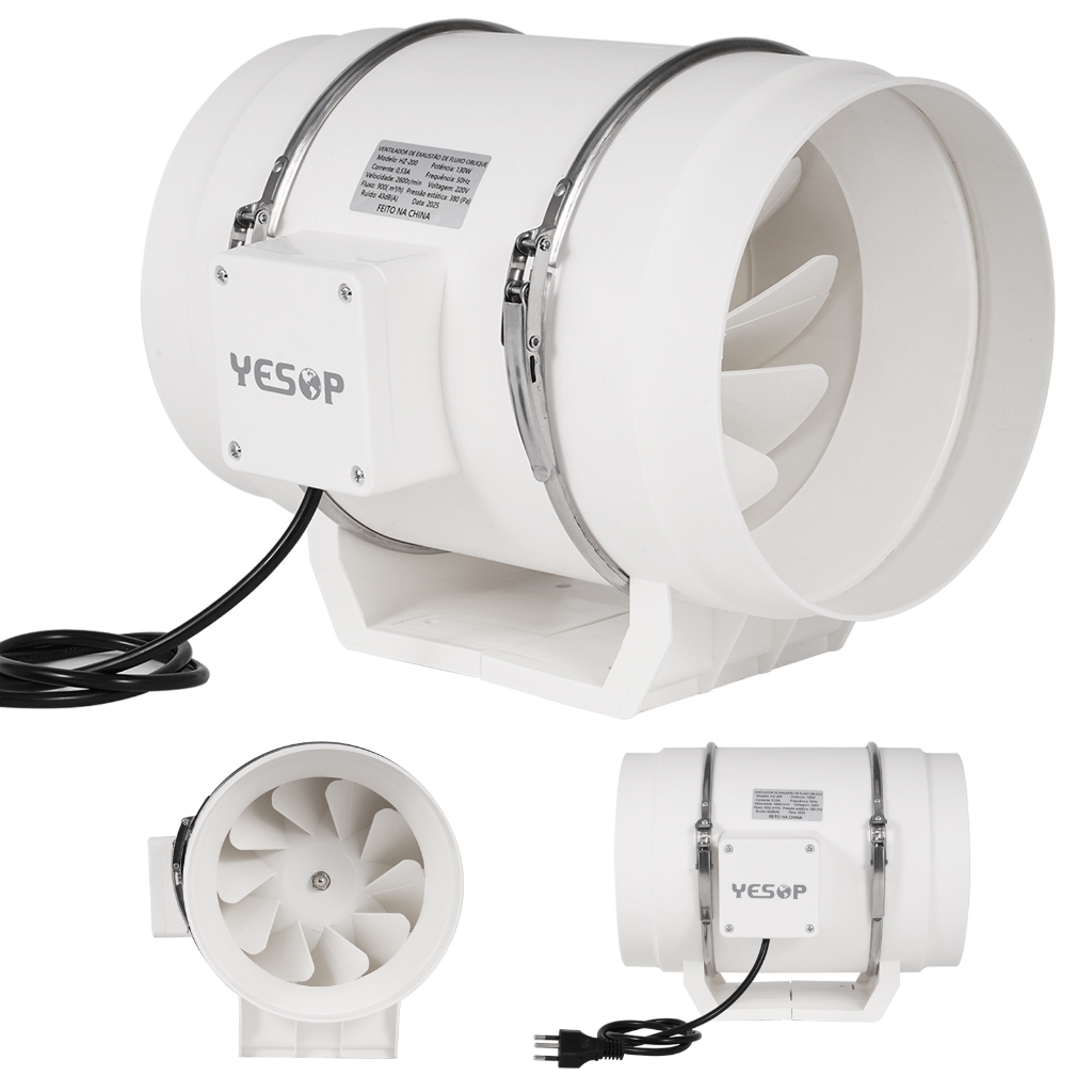 Exaustor Axial Turbo 200mm 110w 220v Residencial Silencioso Yesop em Oferta na Shopee