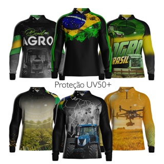 Camiseta de Agro Agricultura Pecuária Rural Proteção Solar UV50+ DRY SOFT Masculina em Oferta na Shopee