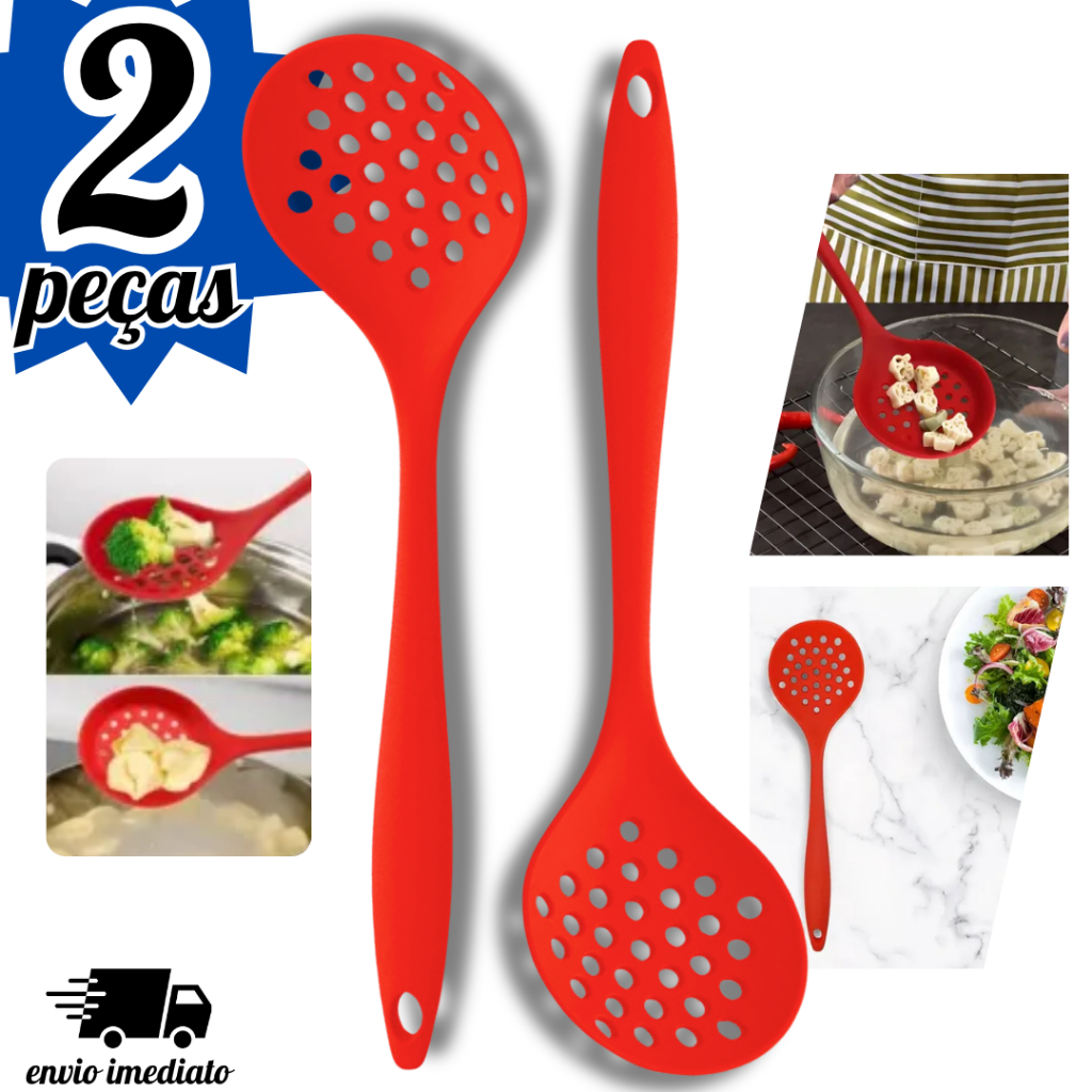 Escumadeira de Silicone Preto Utensílios de Cozinha Antiaderente Não Risca Panela