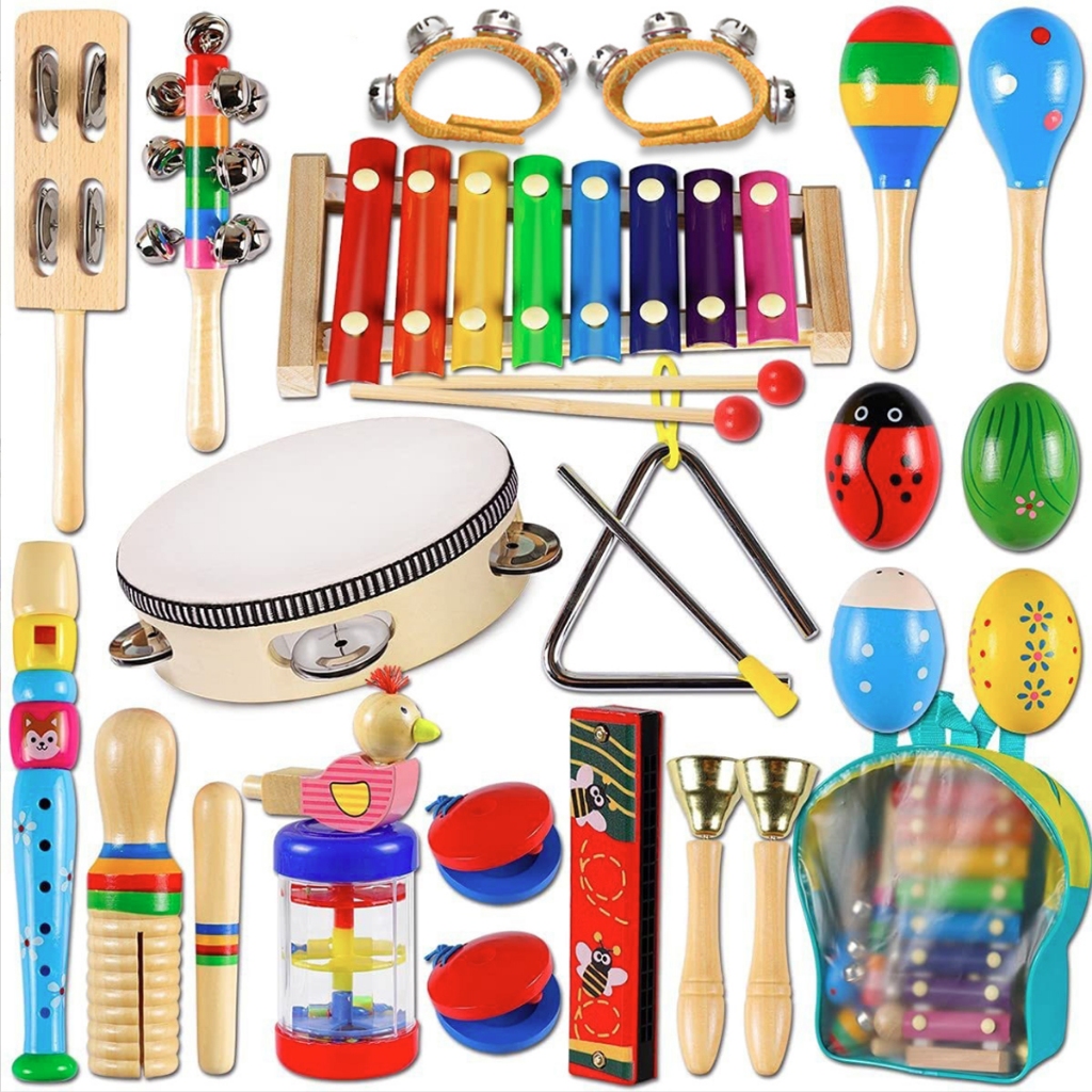 BRASTOY Conjunto de instrumentos de percussão para crianças 22 pçs Brinquedo educativo musical pré-escolar em Oferta na Shopee