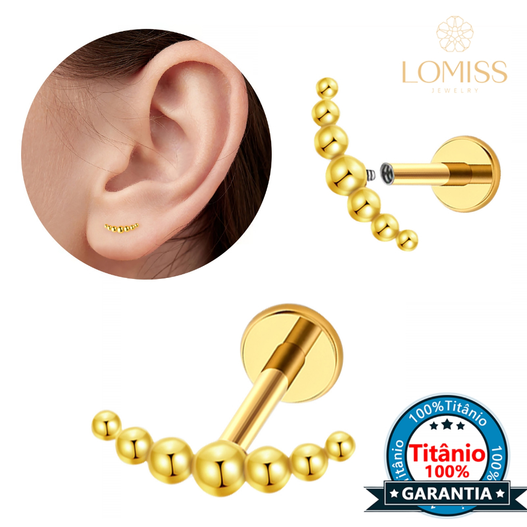 Piercing Helix Tragus Conch Boca-Medusa Labret Titânio PVD indiano Bolinhas em Oferta na Shopee
