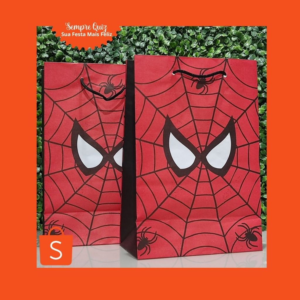 SACOLA DE PAPEL HOMEM ARANHA SACOLINHA PARA DOCE HOMEM ARANHA SACOLINHA PERSONALIZADA HOMEM ARANHA