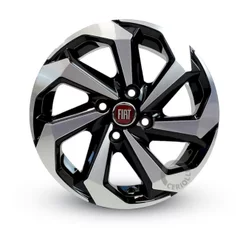 Kit 4 Rodas Aro 13 4x98 Emblema Fiat Uno Fiorino Palio Bicos Brinde Preto Diamantado K71