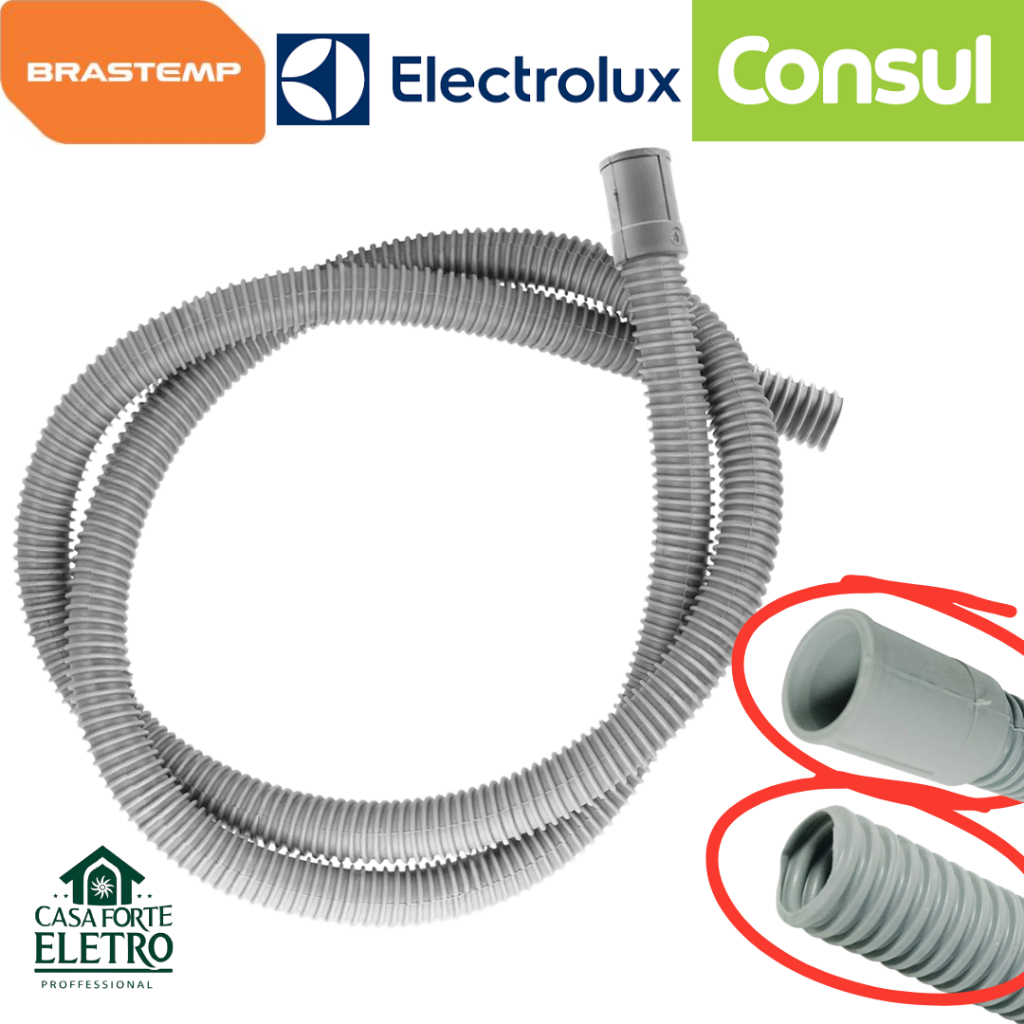 Mangueira de Saída para Máquina Lavar 2metros - Boca Reta Flexível - Consul e outras marcas