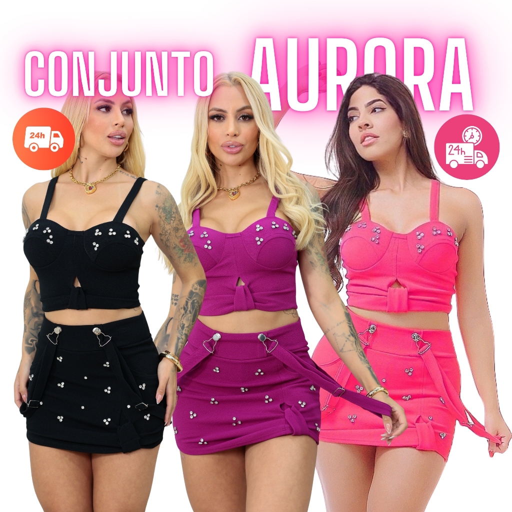 conjunto feminina cropped e short com bojo em alta 2pcs cropped  com saia com short PROMOÇAO