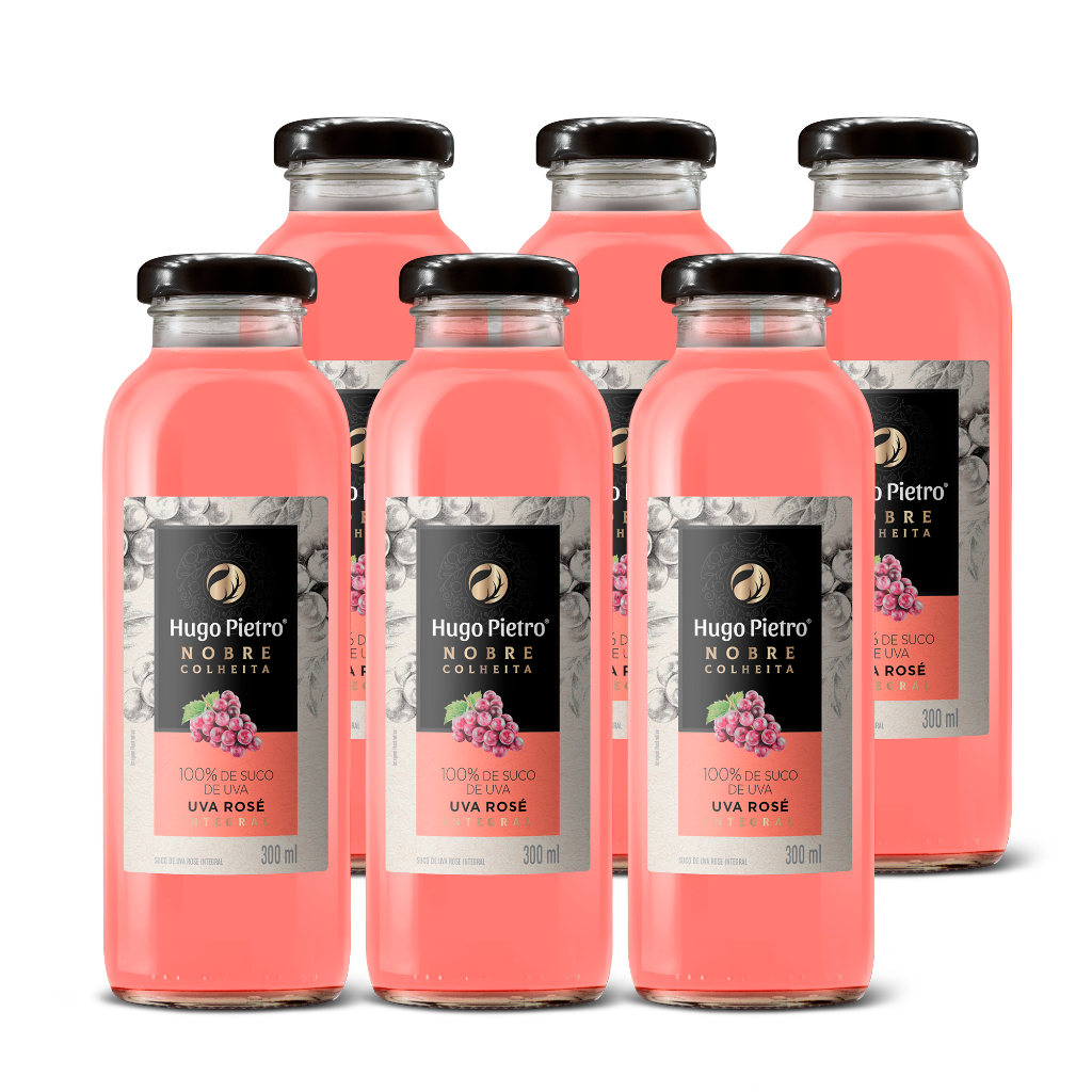 Kit C/ 6 Sucos 300ml Uva Rosé Nobre Colheita - Hugo Pietro (lembrancinha)