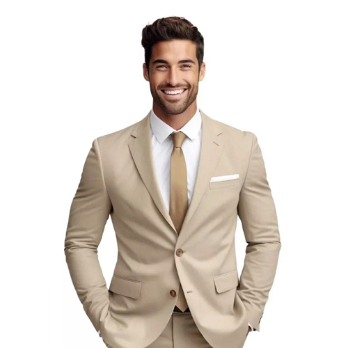 Terno Preto & Bege Slim Fit Tecido Gabardine MicroFibra Premium