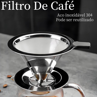 Filtro Coador de Café Inox 103 - Com Pegador em Silicone - Coador de Café Grande Reutiliz…