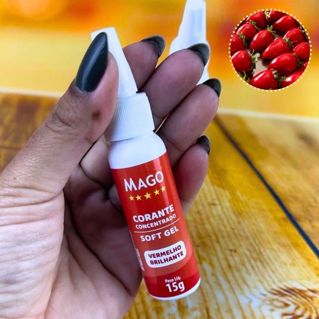 1~5 CORANTE SOFTGEL 15G VERMELHO BRILHANTE,PARA MORANGO DO AMOR (MAGO)