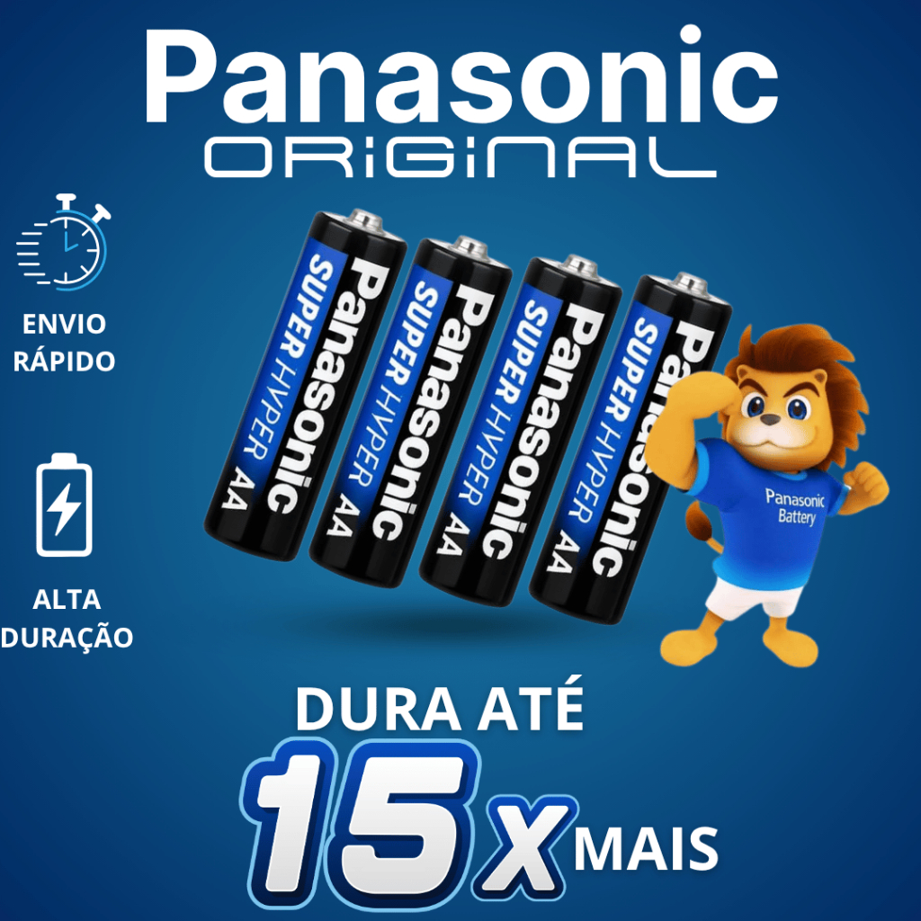 4, 8 ou 12 Pilhas AA ou AAA Comum ou Palito Panasonic Packs com 4 Unds Comum AA Panasonic (Monte o seu Kit)