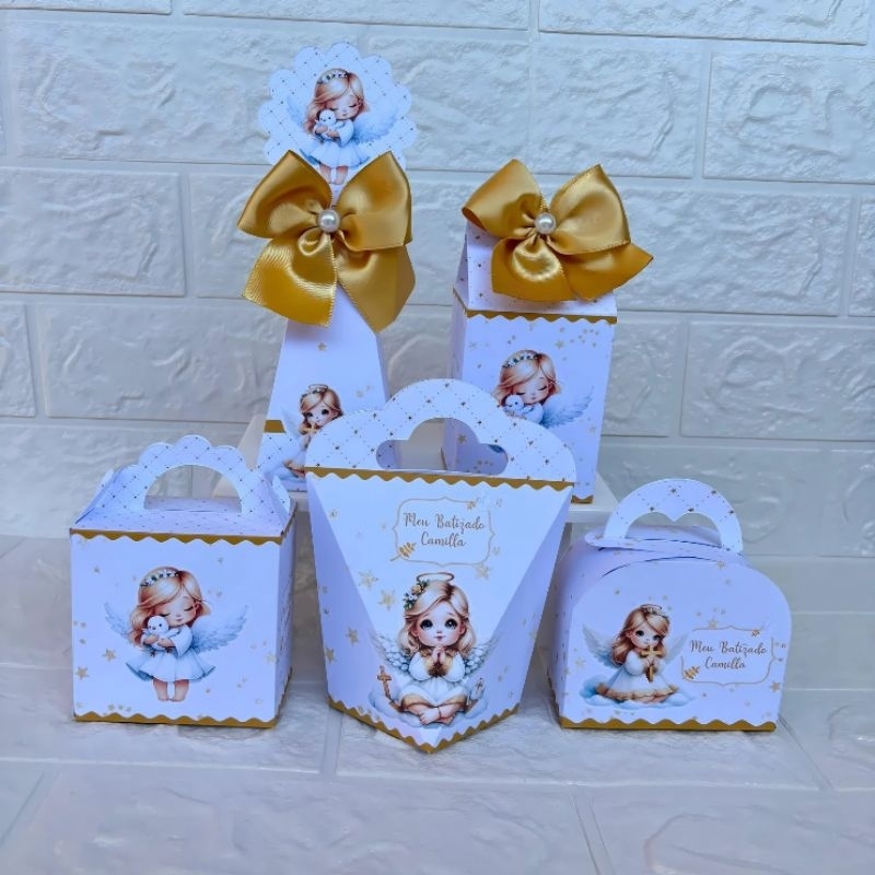 PEGUE E MONTE - Kit Festa Personalizado Batizado Menina -  Lembrancinhas - Caixinhas para festa