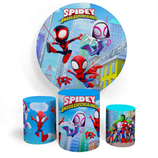 Kit Painel Capa Personalizada E Capa Cilíndro Infantil Festa De Aniversário Spidey Amigos Espetaculares Baby em Oferta na Shopee