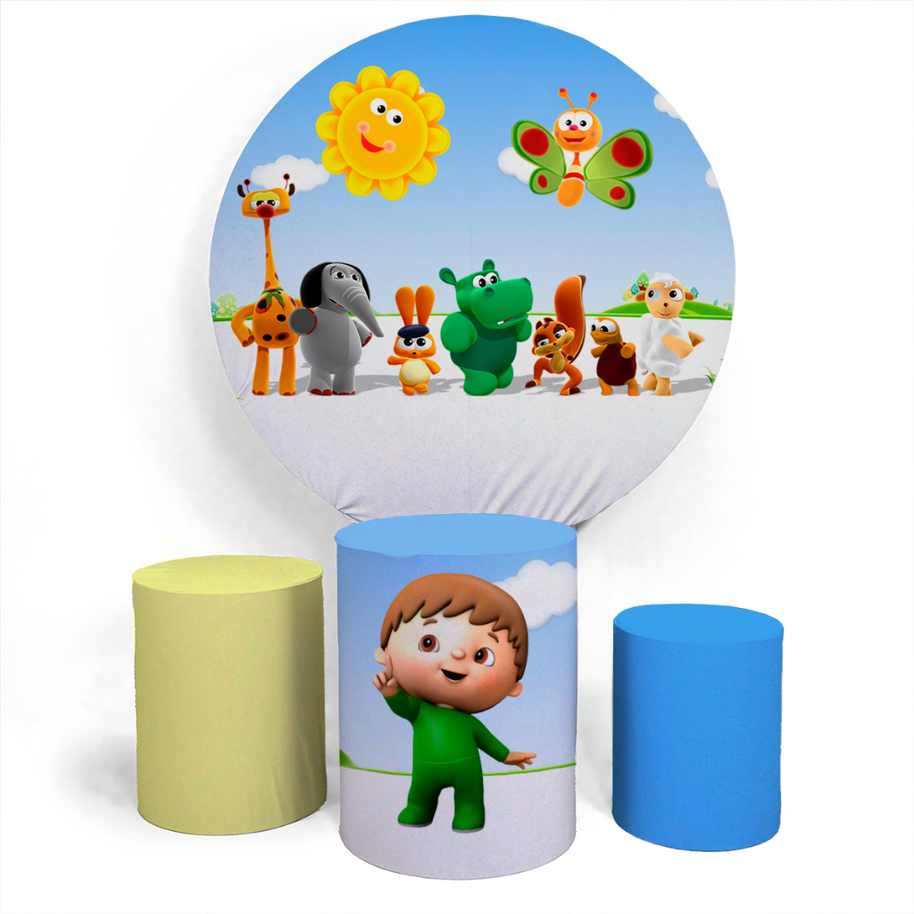 Kit Festa Capa Painel Decorativo E Capa Conjunto Cilíndro Aniversário Infantil Personalizado Billy Bam Bam