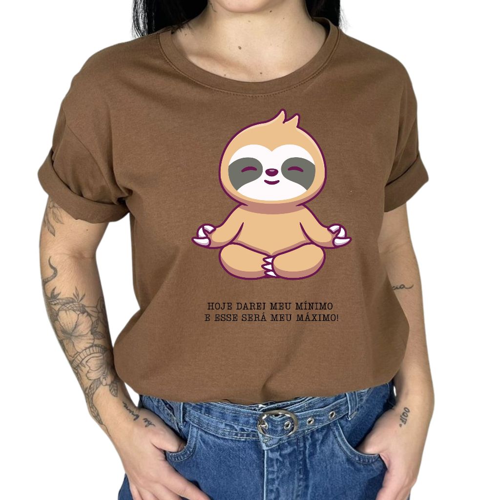 Camiseta Preguiçinha Hoje Darei Meu Mínimo e Esse Será Meu Melhor Tshirt Feminina Algodão