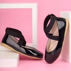 Sapatilha Infantil Elástico Verniz Preto Feminina Confortável Bailarina Promoção 2012