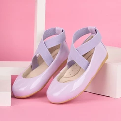 Sapatilha Infantil Elástico Verniz Lavanda Menina Bailarina Moda Blogueirinha Festa Passeio
