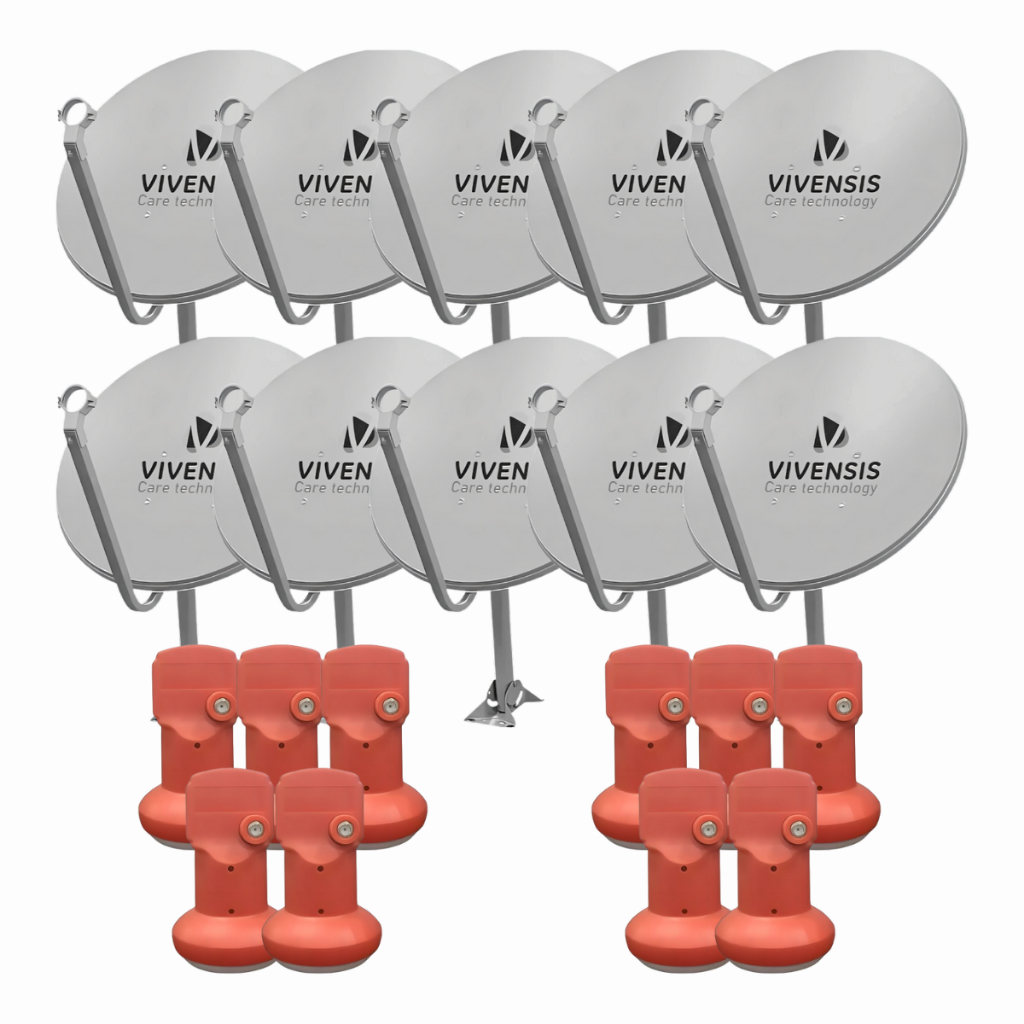 Kit 10 Antena Digital Vivensis Parabolica 60cm Ku + Lnbf