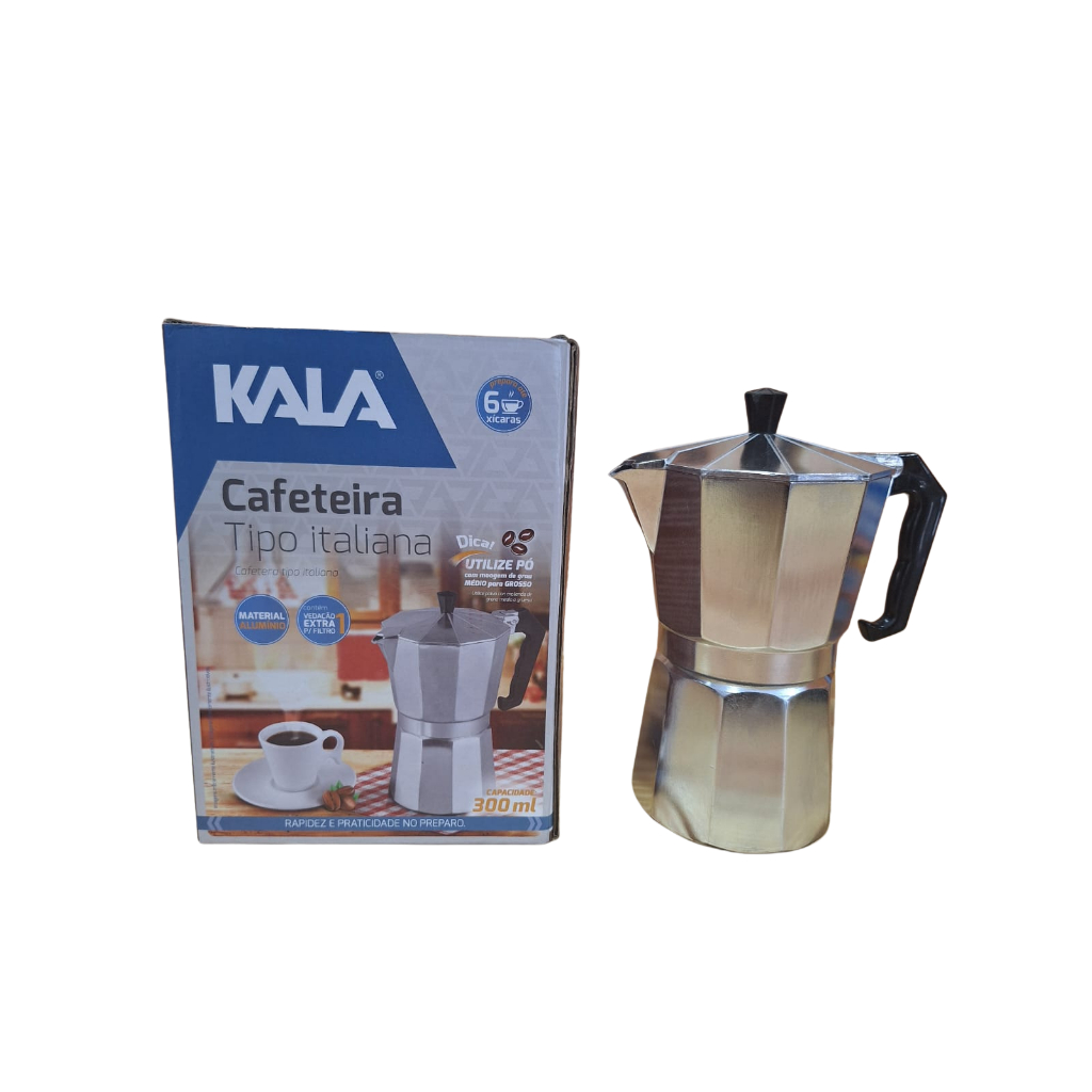 Cafeteira Tipo Italiana KALA 300ml - Cafeteira Moka Italiana 6 Xícaras - Alumínio