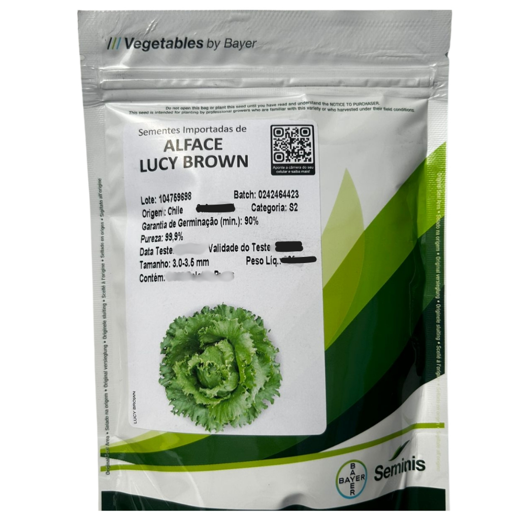 200 Sementes Peletizadas Alface Americana LUCY BROWN