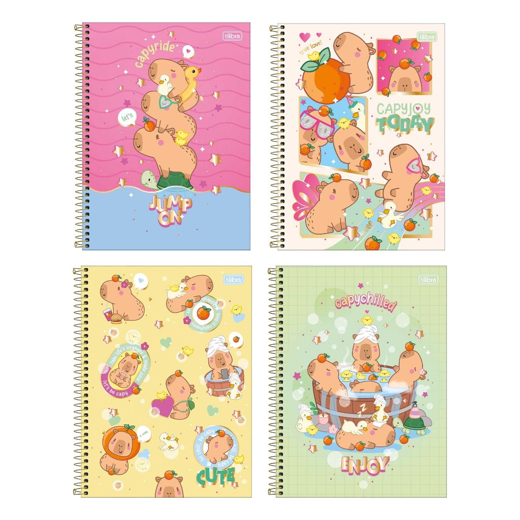 Caderno Universitário Espiral Capivaras Capy Club 1 Matéria 80 Folhas 20 x 27,5 cm  - Tilibra em Oferta na Shopee