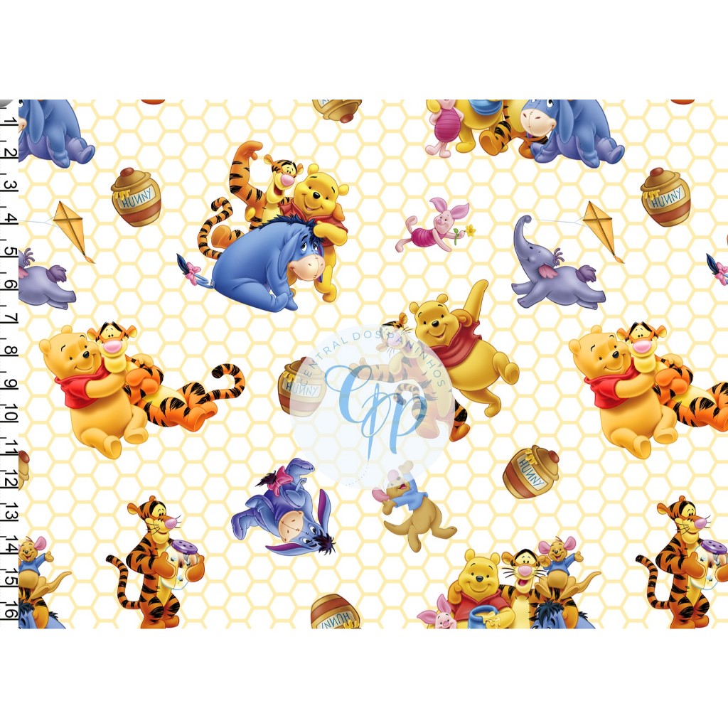 Tecido OXFORD estampado digital - Ursinho Pooh em Oferta na Shopee