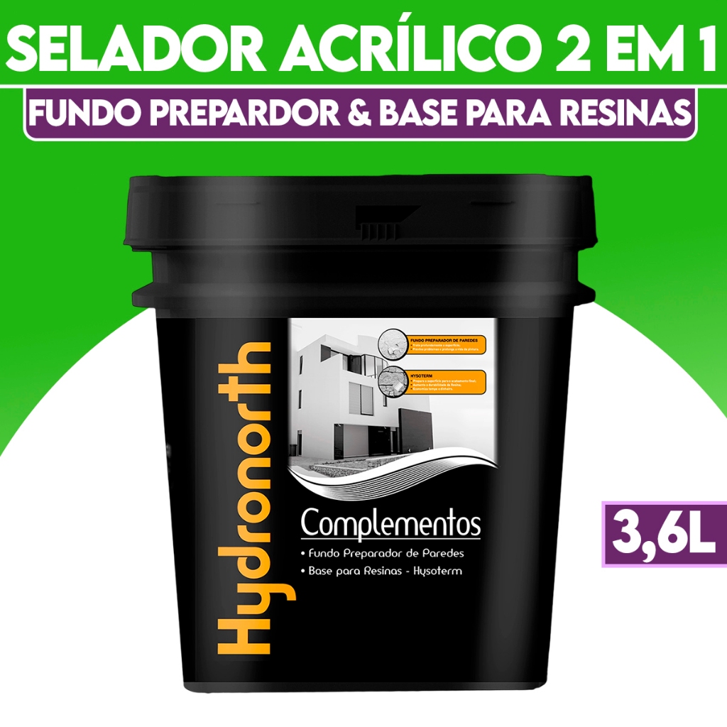 Seladora Acrilic e fundo preparador Resina Hydronorth 3,6L Pedras | 2 em 1