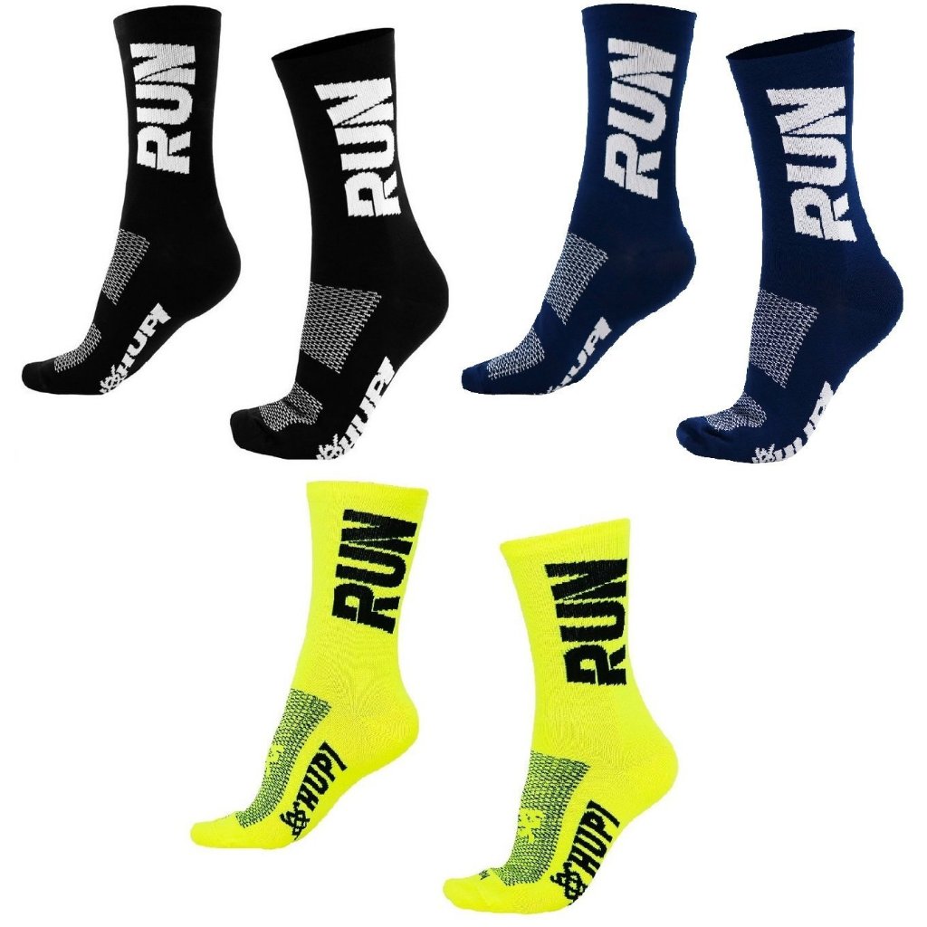 Kit 03 Pares Meia Corrida HUPI Run Preto Azul e Amarelo Tamanho 36-42 em Oferta na Shopee