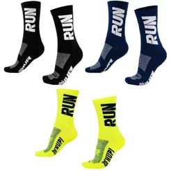 Kit 03 Pares Meia Corrida HUPI Run Preto Azul e Amarelo Tamanho 36-42
