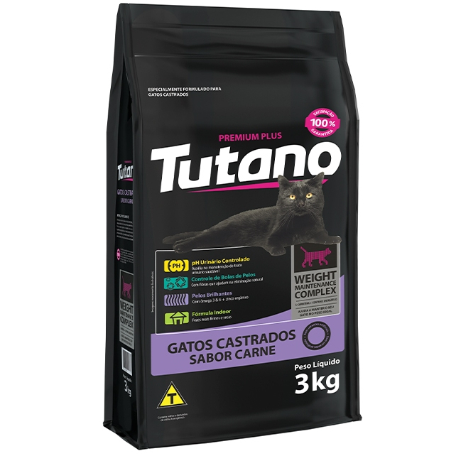 Ração Gatos Castrados Tutano Carne 3kg