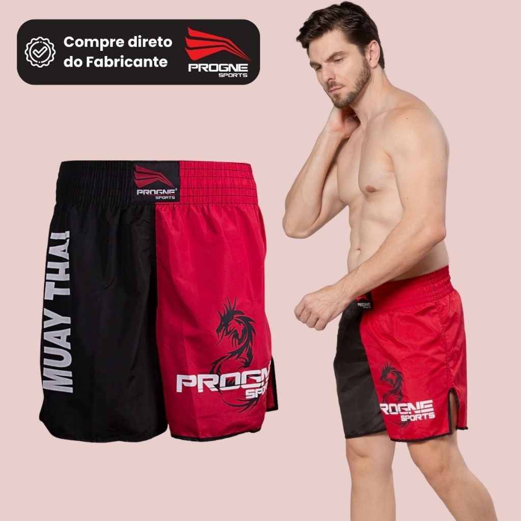 SHORTS MUAY THAI MASCULINO PREMIUM - LUTA TREINO BOXE MMA - PROGNE SPORTS