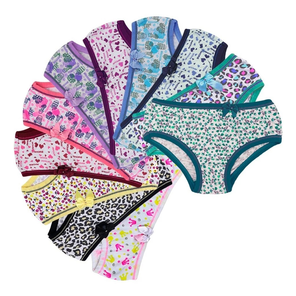 KIT 15 Calcinha Conforto Menina Microfibra Estampada Juvenil
