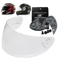 Viseira Cristal Polivisor P/ Capacete Ls2 FF 350 + Reparos Laterais