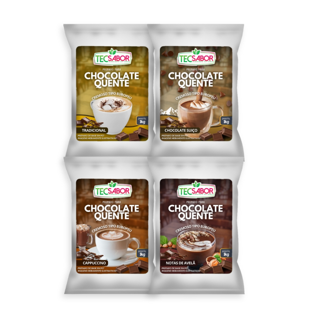 Kit 4kg Chocolate Quente Cremoso Tipo Europeu Tecsabor