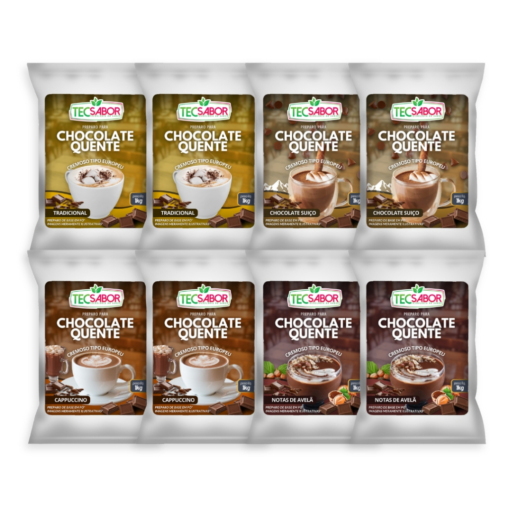Kit 8kg Chocolate Quente Cremoso Tipo Europeu Tecsabor