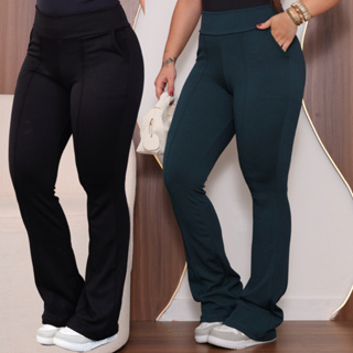 Kit 2 Calça Feminina Calça Flare Feminina Bailarina Calça Social Feminina em Oferta na Shopee
