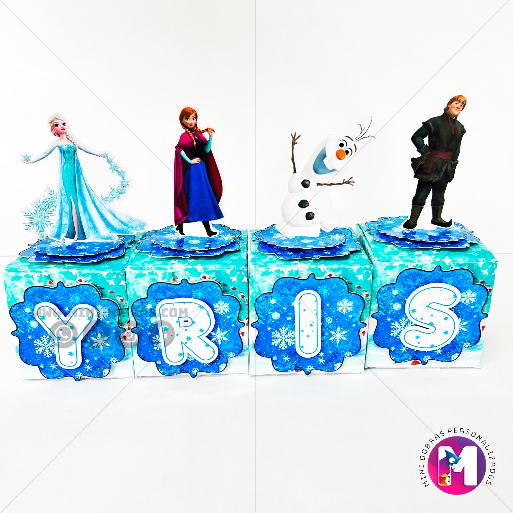 Caixa Cubo Pop Up Com LETRA Frozen (INFORMAR NOME NO CHAT)