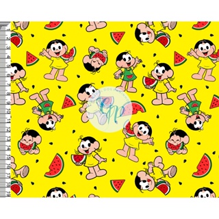 Tecido tricoline, microfibra ou gabardine - Turma da Mônica - Magali - fundo amarelo - 0.50cm em Oferta na Shopee