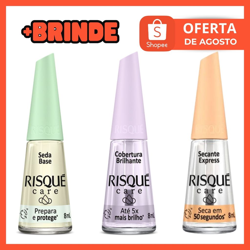 Kit Risque Cuidados Seda Base Extra Brilho Secante Express