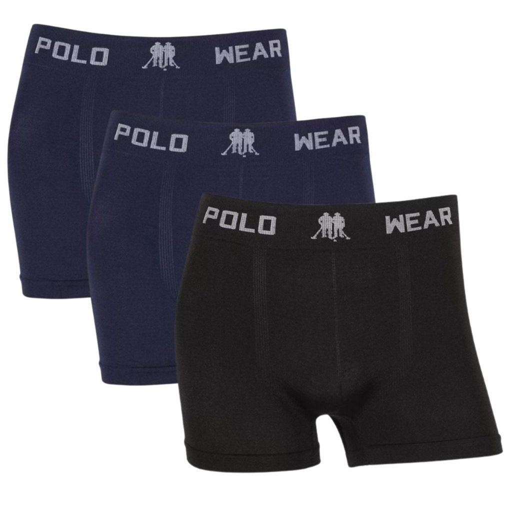 Kit 3 Cueca Boxer Polo Wear Masculina Cueca Lisa Sem Costura