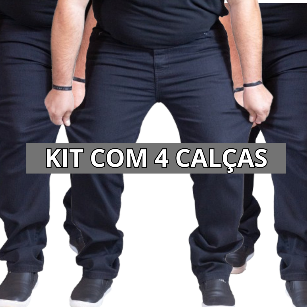 Kit 4 Calças Jeans Masculina Com Elastano Preta Plus Size Tamanho 50, 52, 54, 56 em Oferta na Shopee