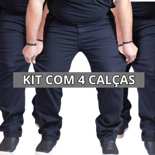 Kit 4 Calças Jeans Masculina Com Elastano Preta Plus Size Tamanho 50, 52, 54, 56 em Oferta na Shopee