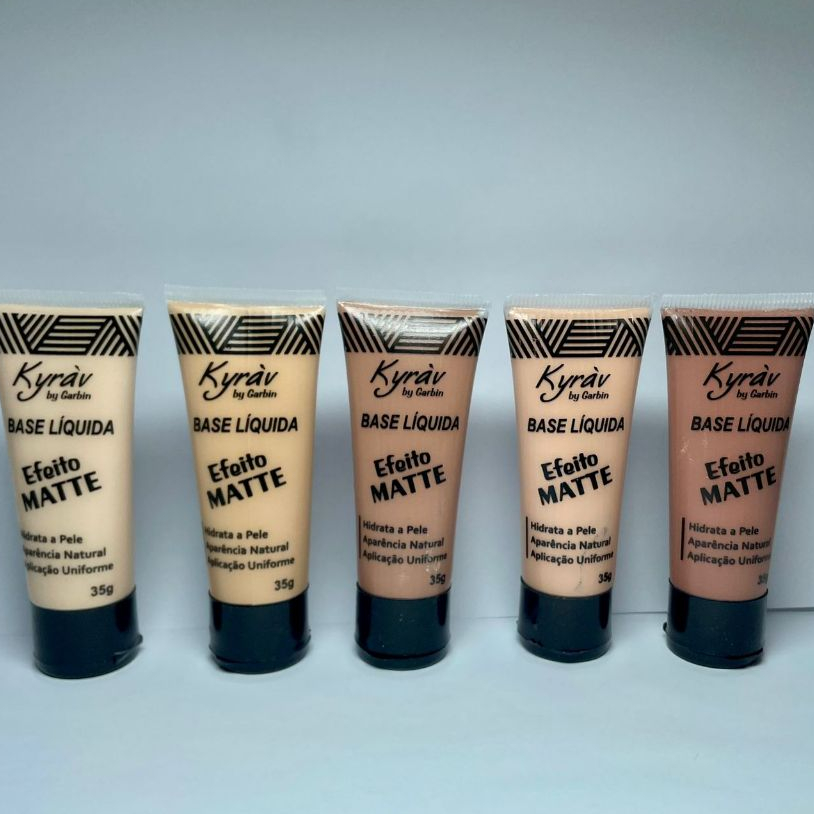 Kit 5 Bases Líquidas Kyrav Efeito Matte 35g | Pele Uniforme e Hidratada | Cores Mistas Envio imediato