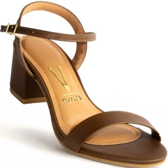 Sandália Vizzano Salto Grosso Feminina Com Fivela Conforto Capuccino