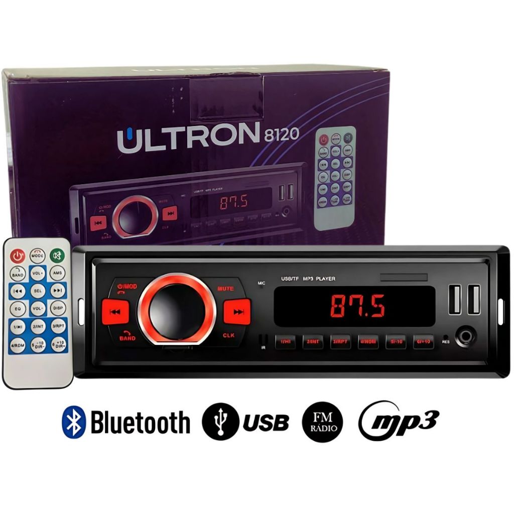 Radio Automotivo Ultron 8120 Mp3 Player Usb Bluetooth Aux 4 Rca Uppertech
