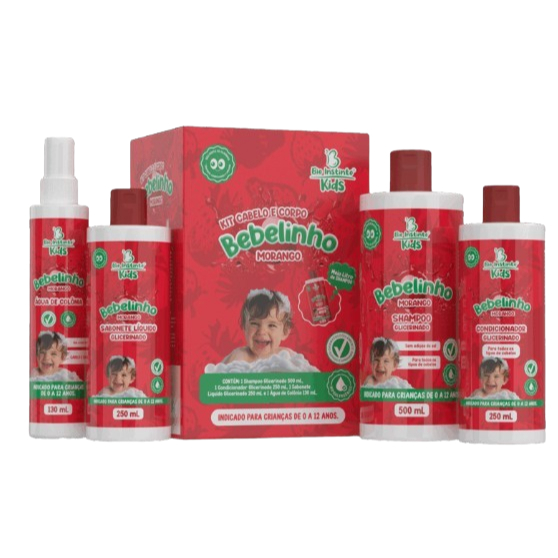Kit Cabelo e Corpo Bebelinho Morango Bio Instinto Kids