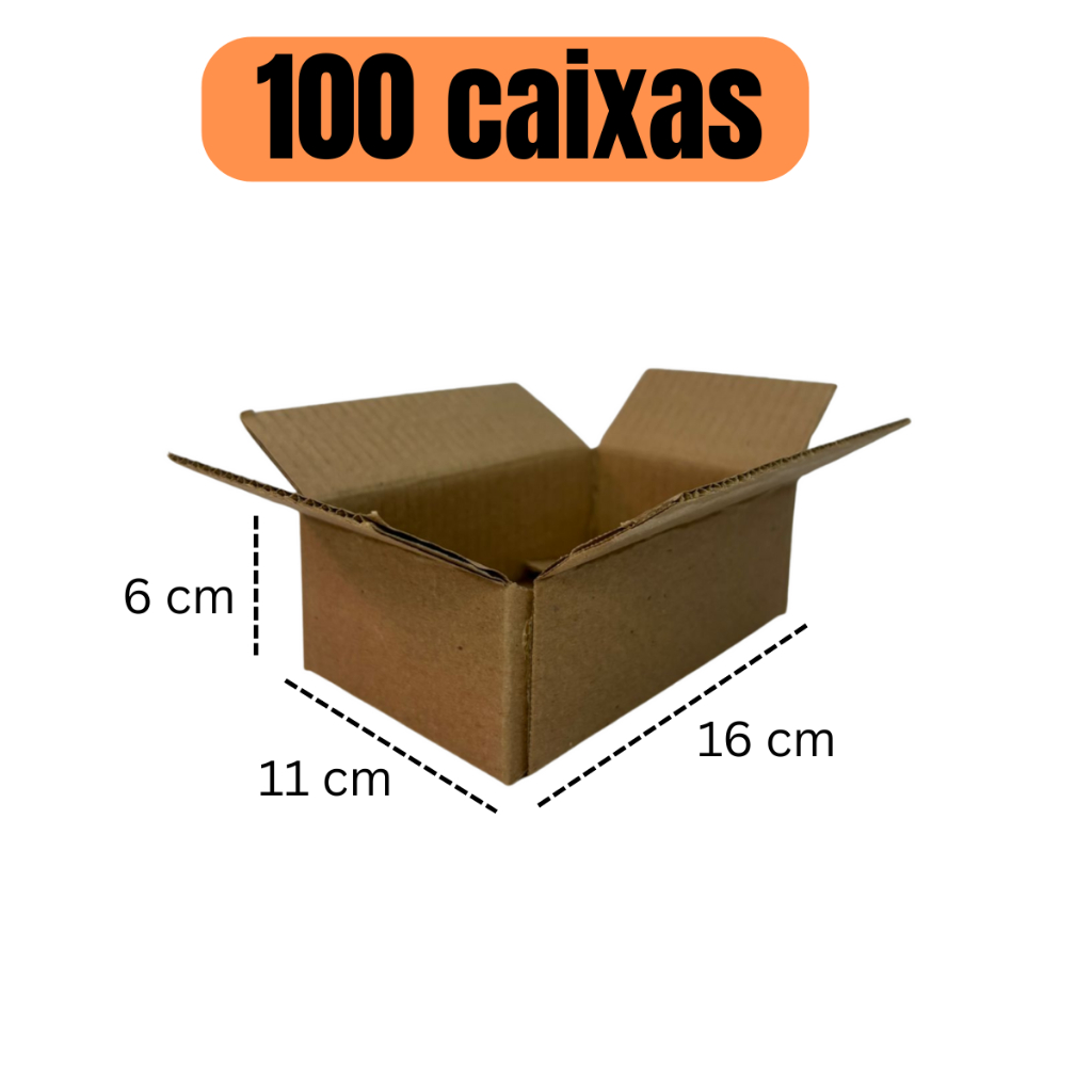 caixa de papelão para envio 16x11x6 100 unidades maleta embalagen envio sedex desmontavel reforçada em Oferta na Shopee