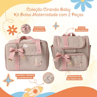 Kit bolsa maternidade Personalizado 2 peças menina | Coleção Ciranda Baby em Oferta na Shopee